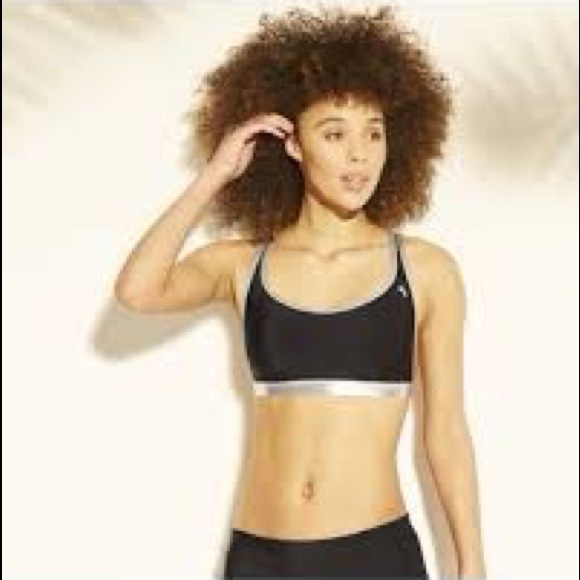 Joy Lab Black & Silver Metallic Swim Bralette M - Picture 2 of 4